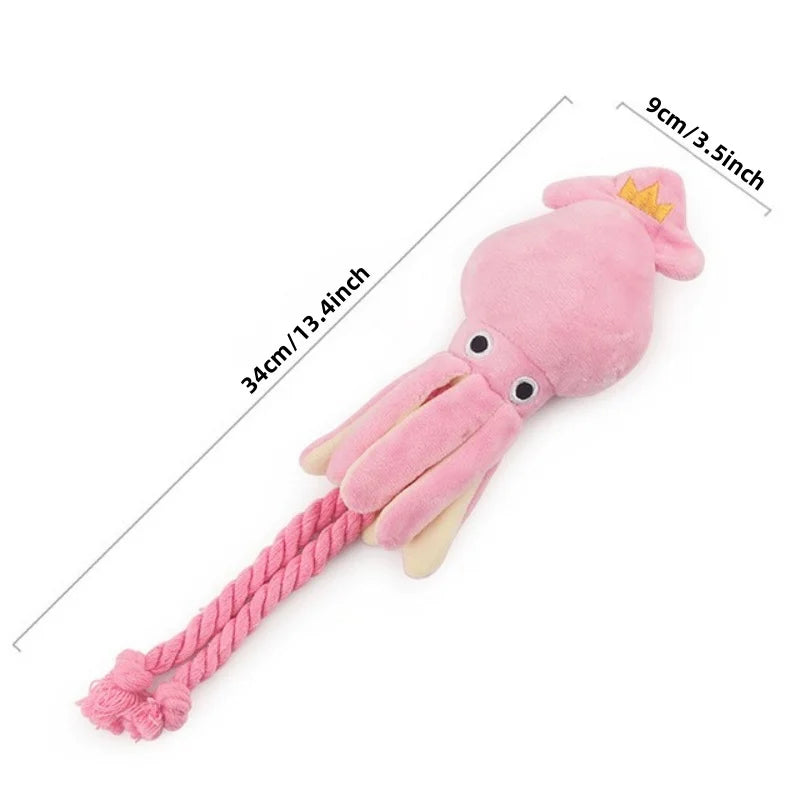 Pink Squid Squeeky Chew Toy