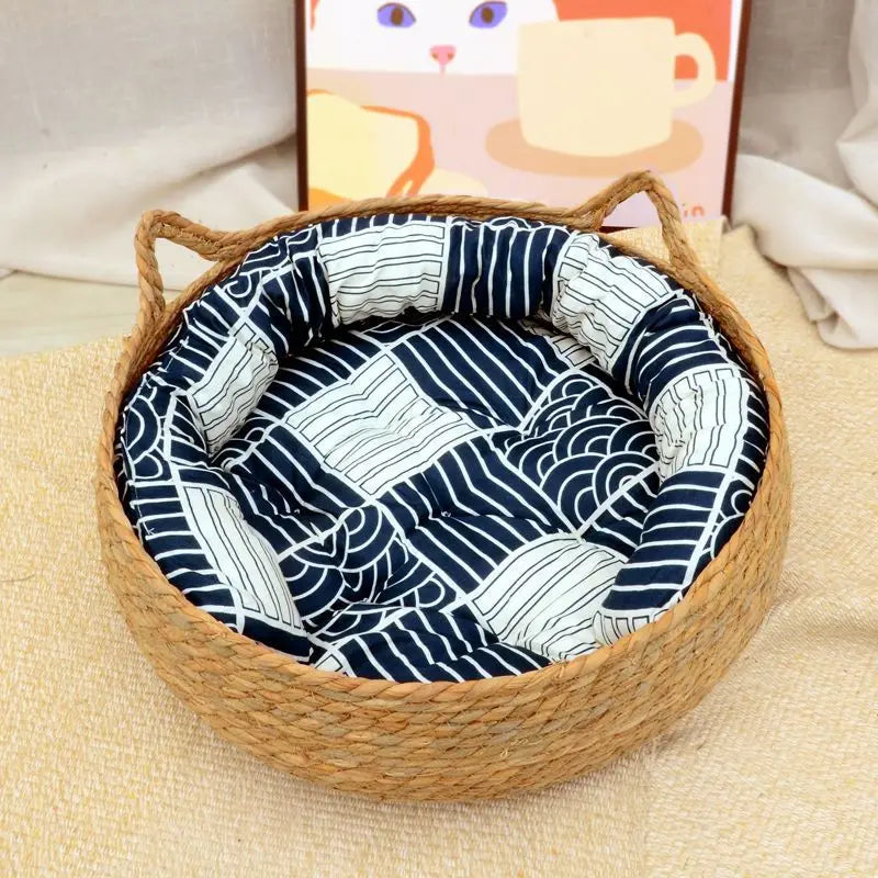 Woven Cats Ear Shaped Cozy Pet Bed
