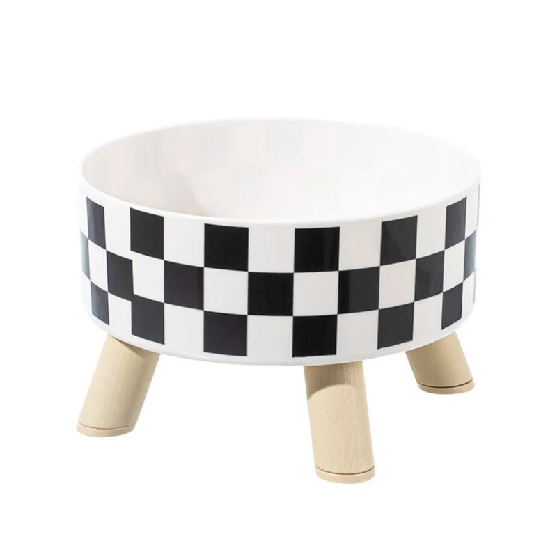 Raised Patterned Black and White Pet Bowl