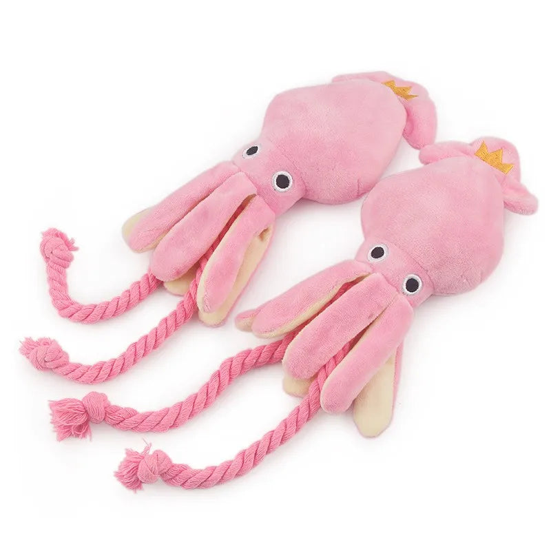 Pink Squid Squeeky Chew Toy