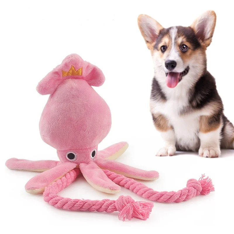 Pink Squid Squeeky Chew Toy