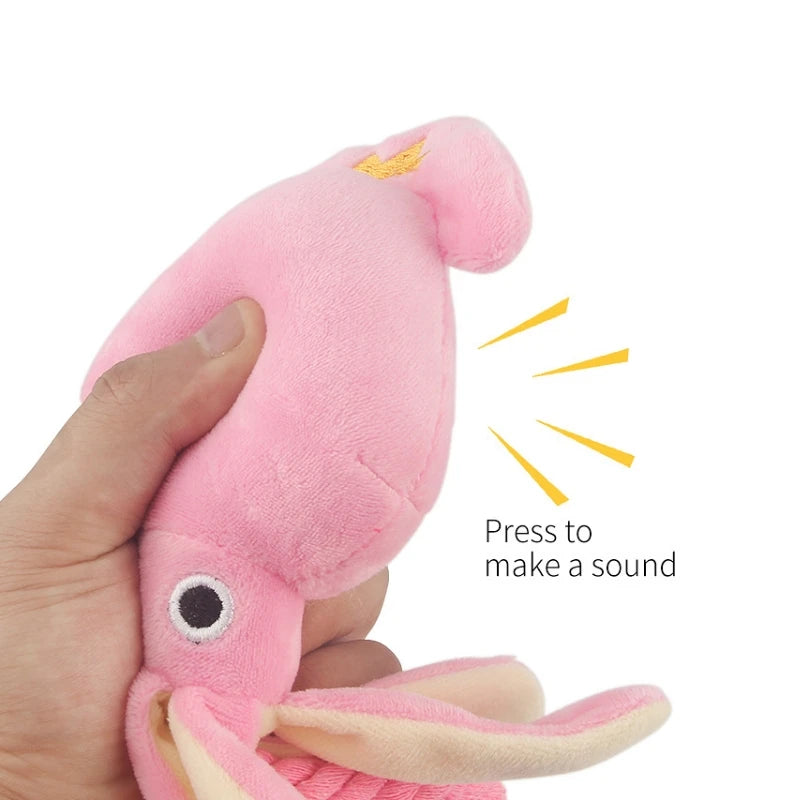 Pink Squid Squeeky Chew Toy