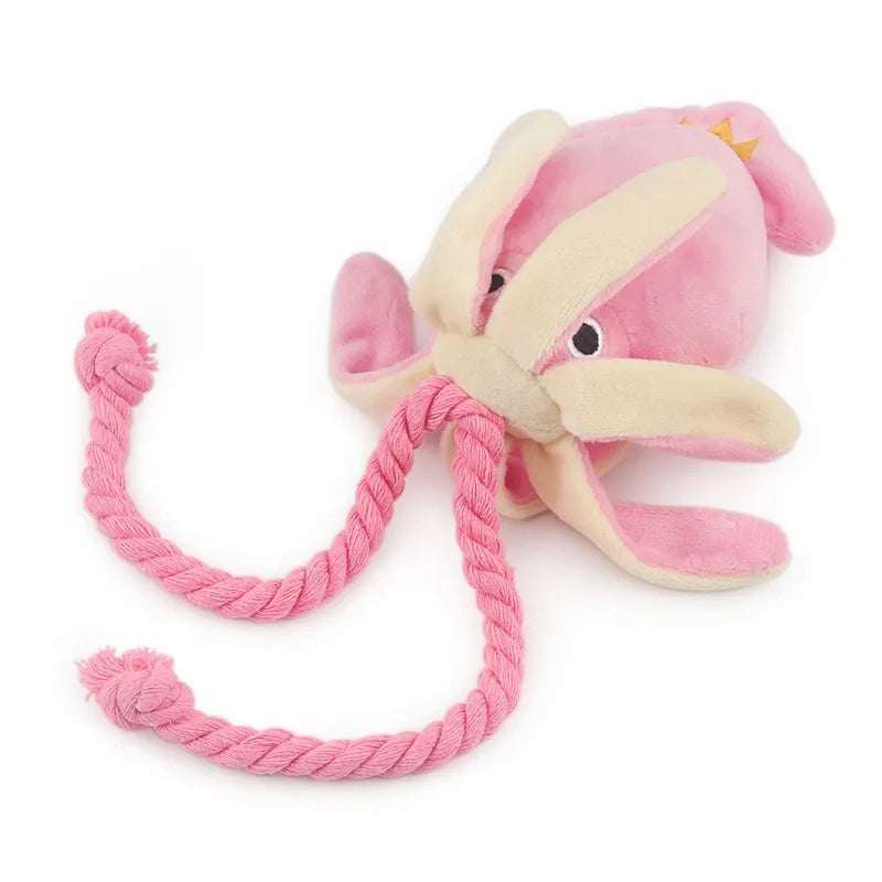 Pink Squid Squeeky Chew Toy
