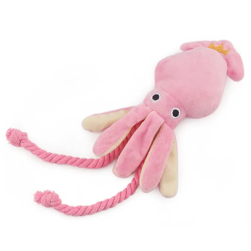 Pink Squid Squeeky Chew Toy